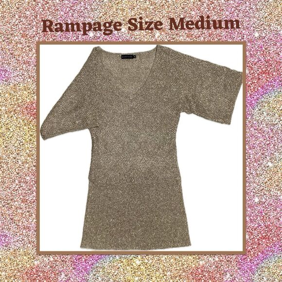Rampage Champagne Gold Sparkle‎ Mesh Size Medium Holiday Party Christmas 🎄 - Picture 1 of 3